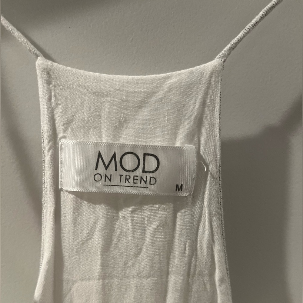 MOD Boutique Mini Dress/beach dress is white and grey stripe - Picture 3 of 4